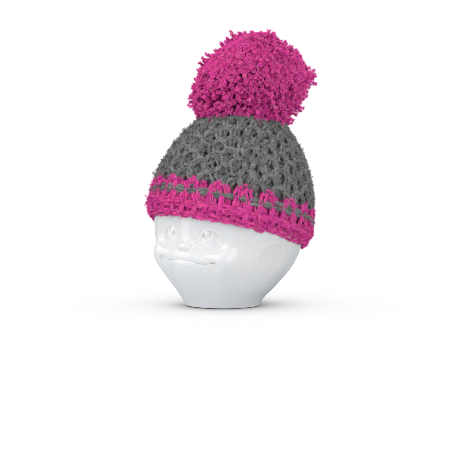 Eierbecher Mütze grau/magenta